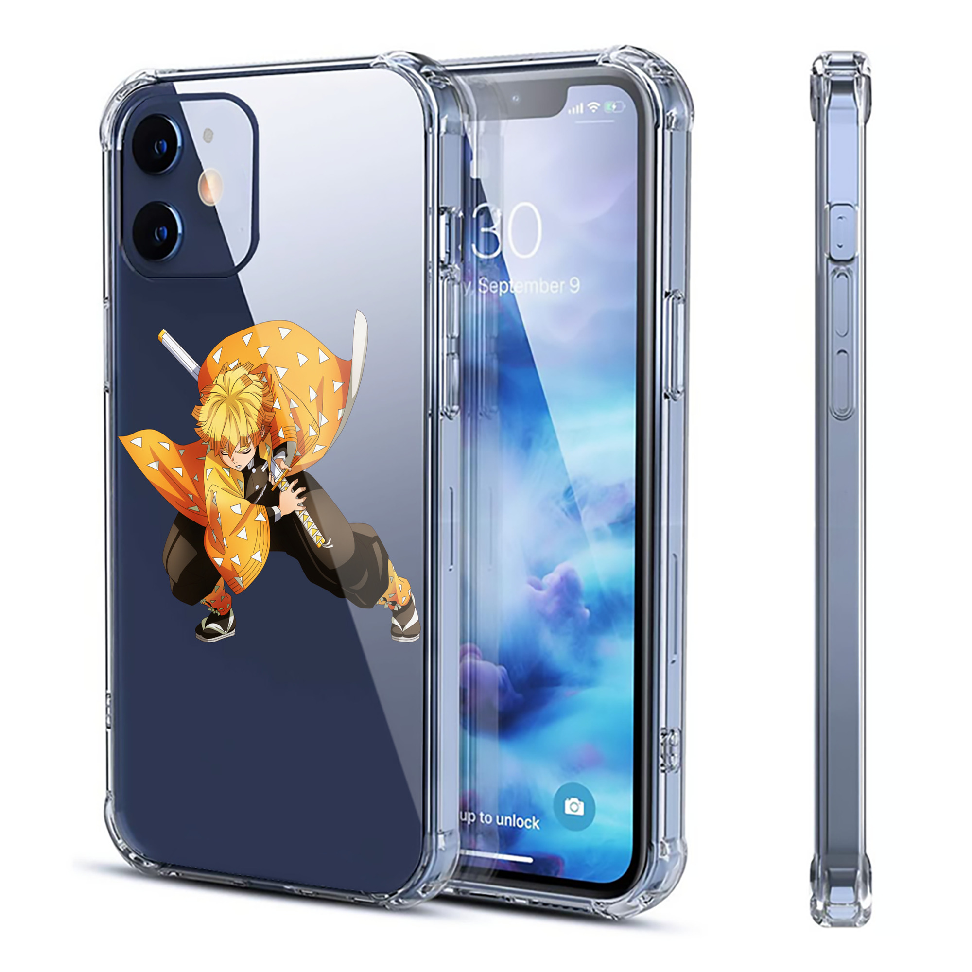 （画像用） 鬼滅の刃（きめつのやいば）我妻 善逸／あがつま ぜんいつ Agatsuma Zenitsu 【iPhone 12シリーズ対応】透明スマホケース（クリアソフトケース）